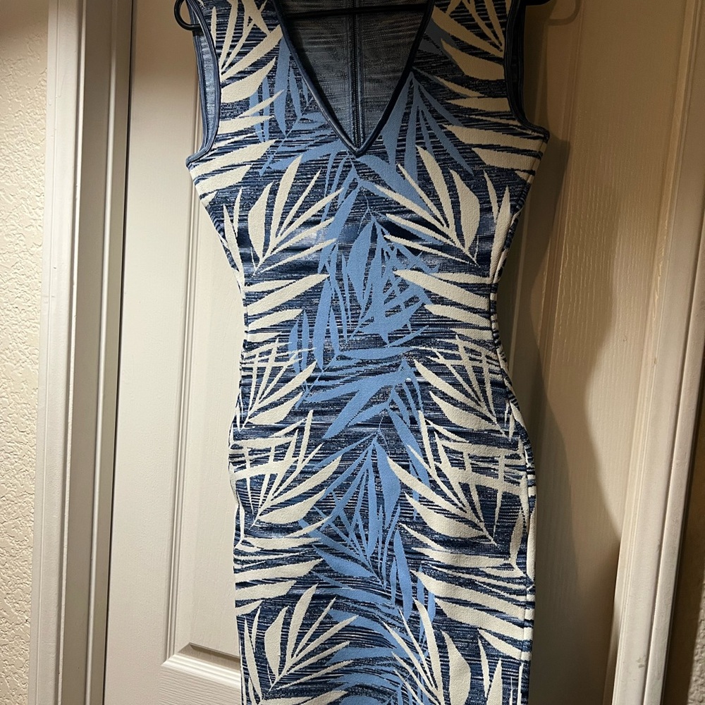 Blue and Cream BCBG MaxAzria Women's Dress